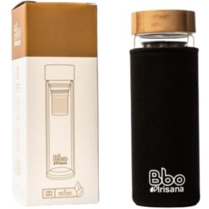 Infusionador Vidrio Doble con Tapón de Bambú 400ml Irisana