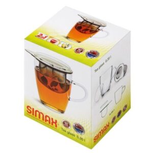 Taza Infusión Vidrio con Filtro Inox y Tapa 35cl 1ud Ecodis
