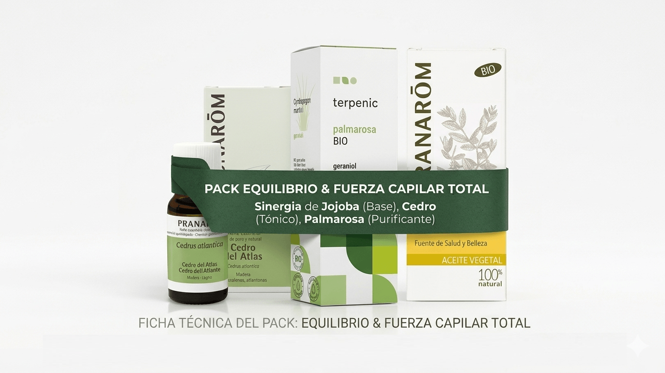 Pack Cuidado Capilar Total: Cedro del Atlas + Palmarosa + Jojoba (Terpenic-Pranarom))